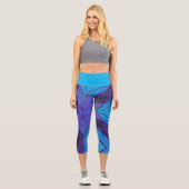 漫画マンダラフラワーブルーとパープル カプリレギンス (正面)