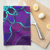 漫画マンダラフラワーブルーとパープル キッチンタオル (四つ折り)