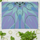 漫画マンダラフラワーブルーとパープル キッチンタオル (折り畳み)