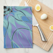 漫画マンダラフラワーブルーとパープル キッチンタオル (四つ折り)