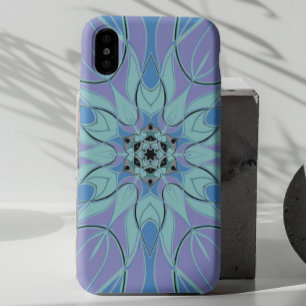 漫画マンダラフラワーブルーとパープル iPhone 11 ケース