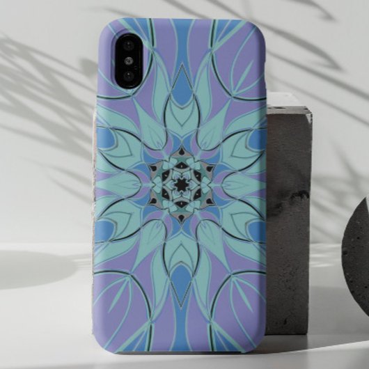 漫画マンダラフラワーブルーとパープル Case-Mate iPhoneケース