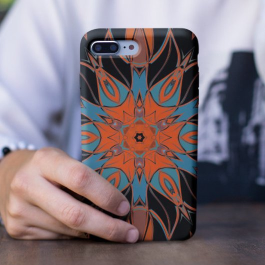 漫画マンダラフラワーブルーオレンジとブラック Case-Mate iPhoneケース