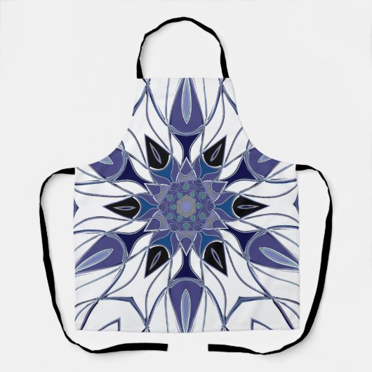 漫画マンダラフラワーブルーパープルとホワイト エプロン (正面)