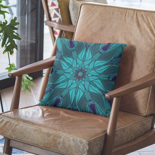 漫画マンダラフラワーブルー クッション