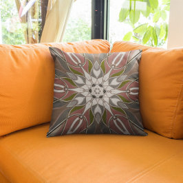 漫画マンダラフラワー白と緑 クッション
