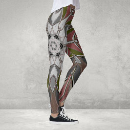 漫画マンダラフラワー白と緑 レギンス