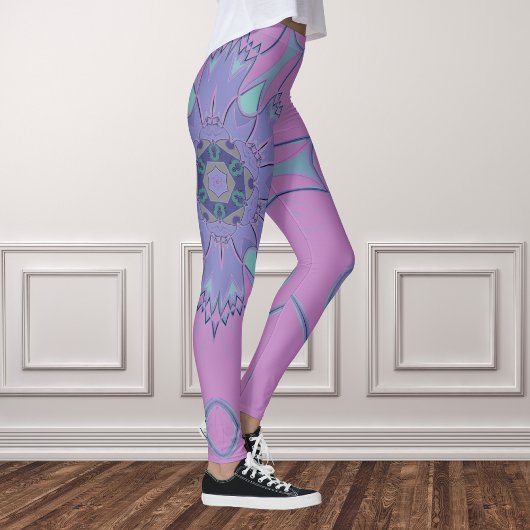 漫画マンダラフラワー紫と青 レギンス