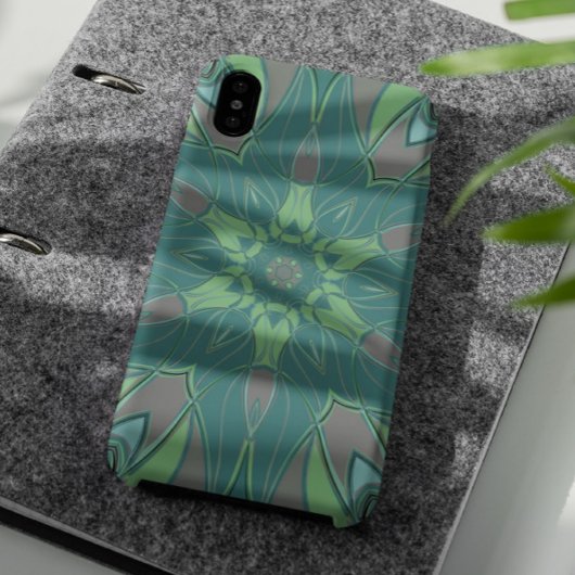 漫画マンダラフラワー緑と青 Case-Mate iPhoneケース