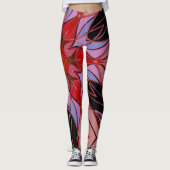 漫画マンダラフラワー赤とピンク レギンス (正面)