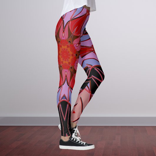 漫画マンダラフラワー赤とピンク レギンス
