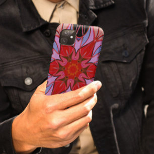 漫画マンダラフラワー赤とピンク iPhone 11 ケース