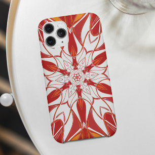 漫画マンダラフラワー赤オレンジと白 iPhone 11 ケース