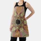 漫画マンダラフラワー赤オレンジと黄色 エプロン (インサイチュ)