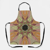 漫画マンダラフラワー赤オレンジと黄色 エプロン (正面)