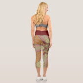 漫画マンダラフラワー赤オレンジと黄色 カプリレギンス (裏面)