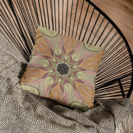 漫画マンダラフラワー赤オレンジと黄色 クッション