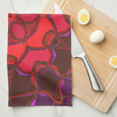 漫画マンダラフラワー赤ピンクと紫 キッチンタオル (四つ折り)