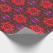 漫画マンダラフラワー赤ピンクと紫 ラッピングペーパー (角)