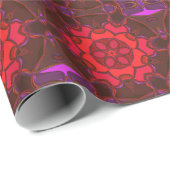 漫画マンダラフラワー赤ピンクと紫 ラッピングペーパー (ロールコーナー)