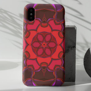 漫画マンダラフラワー赤ピンクと紫 iPhone 11 ケース