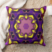 漫画マンダラフラワー黄色と紫 クッション (ブランケット)