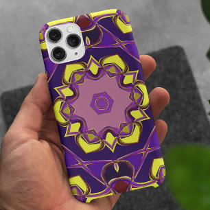 漫画マンダラフラワー黄色と紫 iPhone 11 ケース