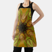 漫画マンダラフラワー黄色と緑 エプロン (インサイチュ)