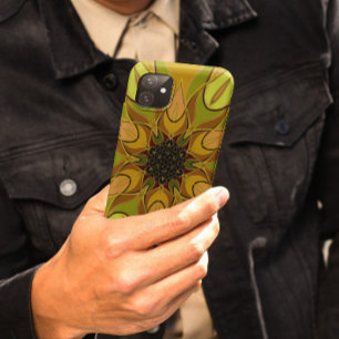 漫画マンダラフラワー黄色と緑 iPhone 11 ケース