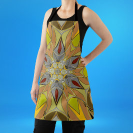 漫画マンダラフラワー黄色と赤 エプロン