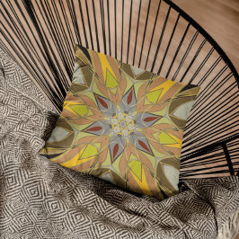 漫画マンダラフラワー黄色と赤 クッション