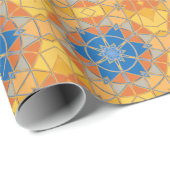 漫画マンダラブルーオレンジと黄色 ラッピングペーパー (ロールコーナー)