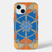 漫画マンダラブルーオレンジと黄色 Case-Mate iPhoneケース (裏面)