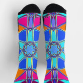 漫画マンダラブルーピンク黄色とオレンジ ソックス (上部)