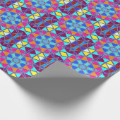 漫画マンダラブルーピンク黄色とオレンジ ラッピングペーパー (角)