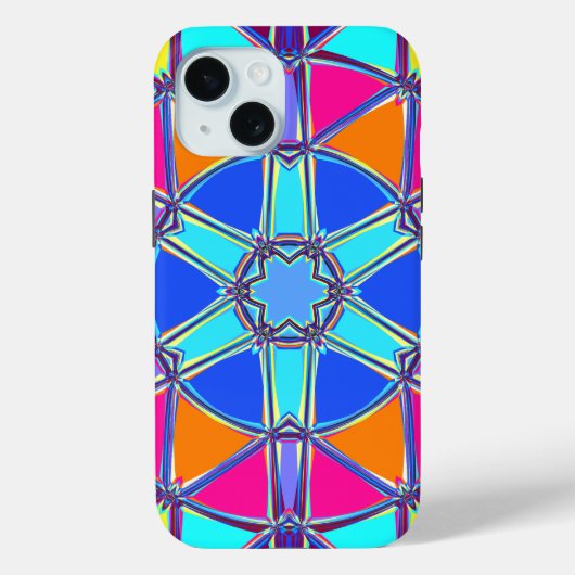 漫画マンダラブルーピンク黄色とオレンジ Case-Mate iPhoneケース (裏面)
