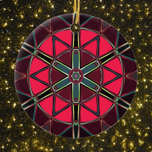 漫画マンダラレッドとグリーン セラミックオーナメント