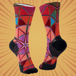 漫画マンダラレッドピンクとブルー ソックス