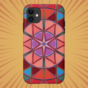 漫画マンダラレッドピンクとブルー iPhone 11 ケース