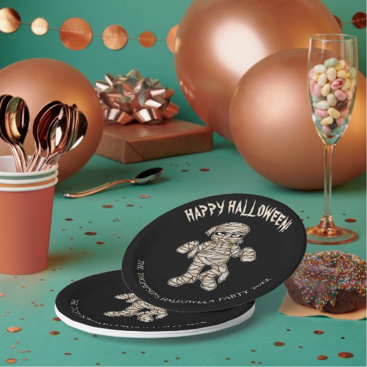 漫画ミイラのパーソナル化ハロウィーンイベント文字 ペーパープレート (複数)