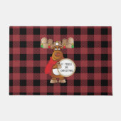 漫画ムースブラックレッドバッファロープレイドクリスマス ドアマット (正面)