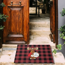 漫画ムースブラックレッドバッファロープレイドクリスマス ドアマット