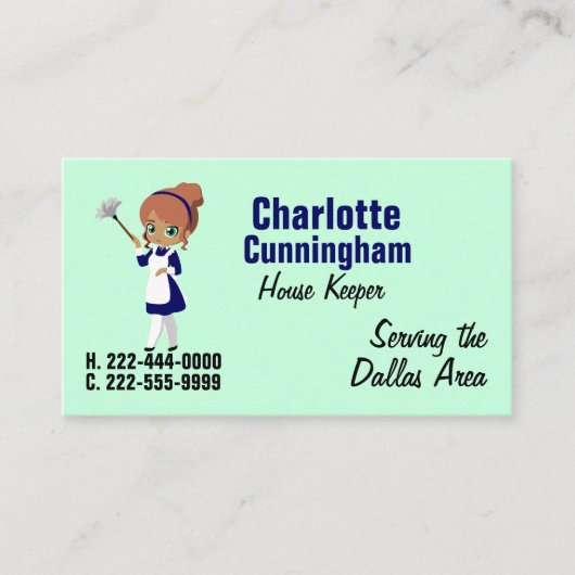 漫画メイドハウスクリーニングの名刺 名刺 (正面)