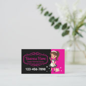 漫画メイドブラック&ピンクハウス清掃サービス 名刺 (スタンド正面)