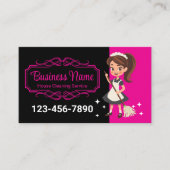 漫画メイドブラック&ピンクハウス清掃サービス 名刺 (正面)