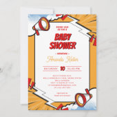 漫画メガフォンベビーシャワー招待状 招待状 (正面)