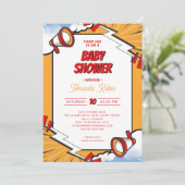 漫画メガフォンベビーシャワー招待状 招待状 (スタンド正面)