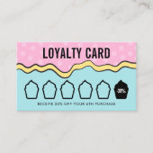 漫画モダンおもしろいカラフルGroovyカップケーキベーカリー ロイヤリティカード (正面)