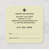 漫画モダンのペットグルーミング スクエア名刺 (裏面)