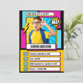 漫画モダンの写真の誕生日 招待状 (スタンド正面)